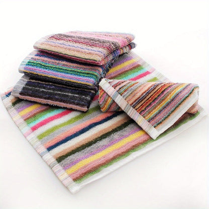 Set of 5 Stylish Kitchen Towels in Random Color Stripes, Ideal for Cleaning and Made of 100% Cotton, Perfect for Kitchen Tasks