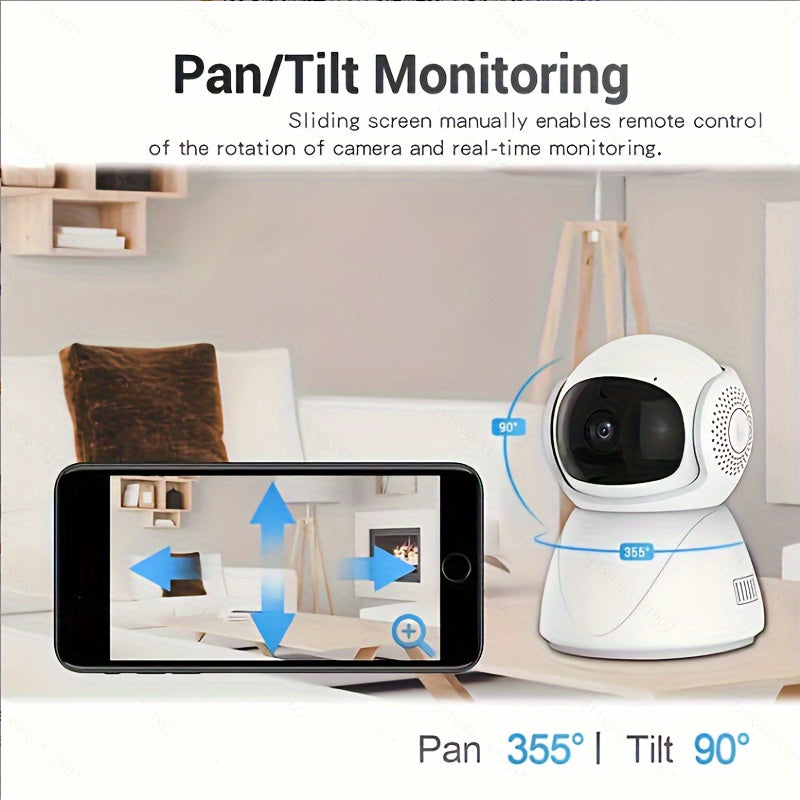 High Security Wireless Wifi Home Camera with Pet Monitor & Smart IP Camera. Features include Wireless connectivity, Night Vision for Home Security, Two-way Voice communication, and Cloud storage (chargeable, memory card not included).