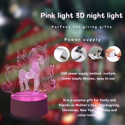 3D Pegasus Unicorn Night Light - USB Powered Desk Lamp with Switch for any Room, Great for Christmas, Weddings, Birthdays - Unique Gift Idea