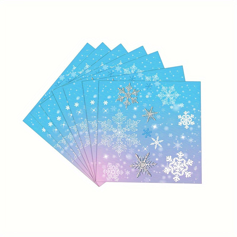 Winter Wonderland Party Supplies Set - Blue & Purple Snowflake Themed Tableware Kit with 68 Pieces, featuring Disposable Paper Plates, Cups, and Napkins for Christmas, New Year's, and Birthday Celebrations. Perfect for Festive Events and Essential for a