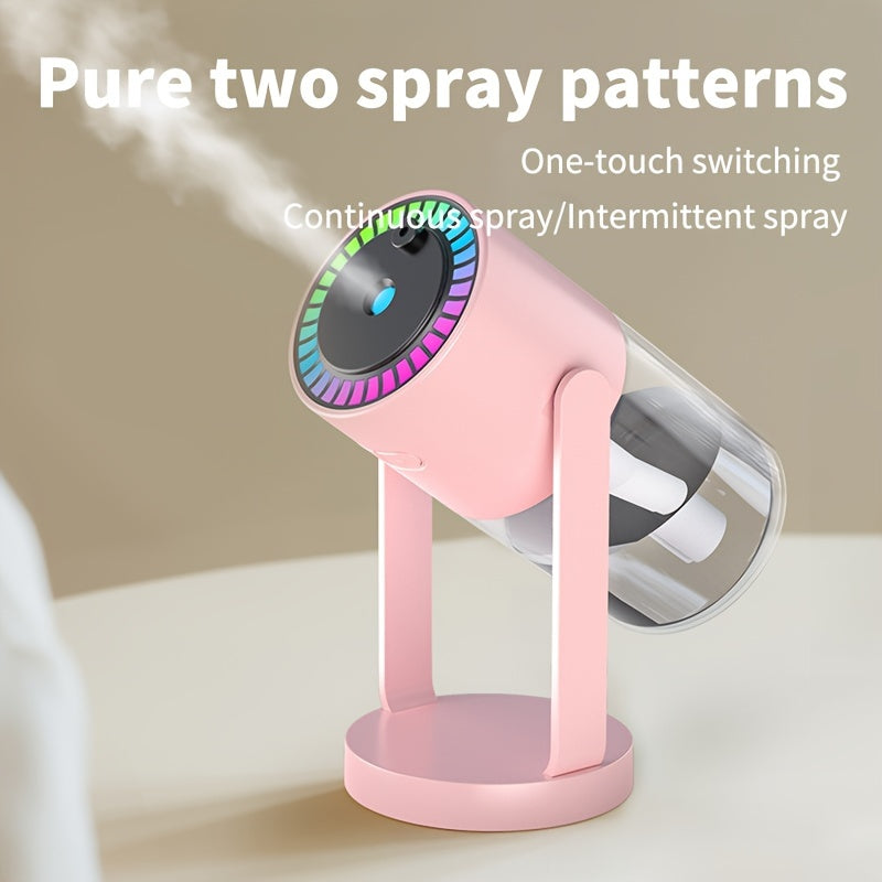 1pc USB-powered ultrasonic humidifier aromatherapy diffuser with 280mL capacity, starry sky projector top, and dual spray patterns. Small size suitable for home, office, or travel.