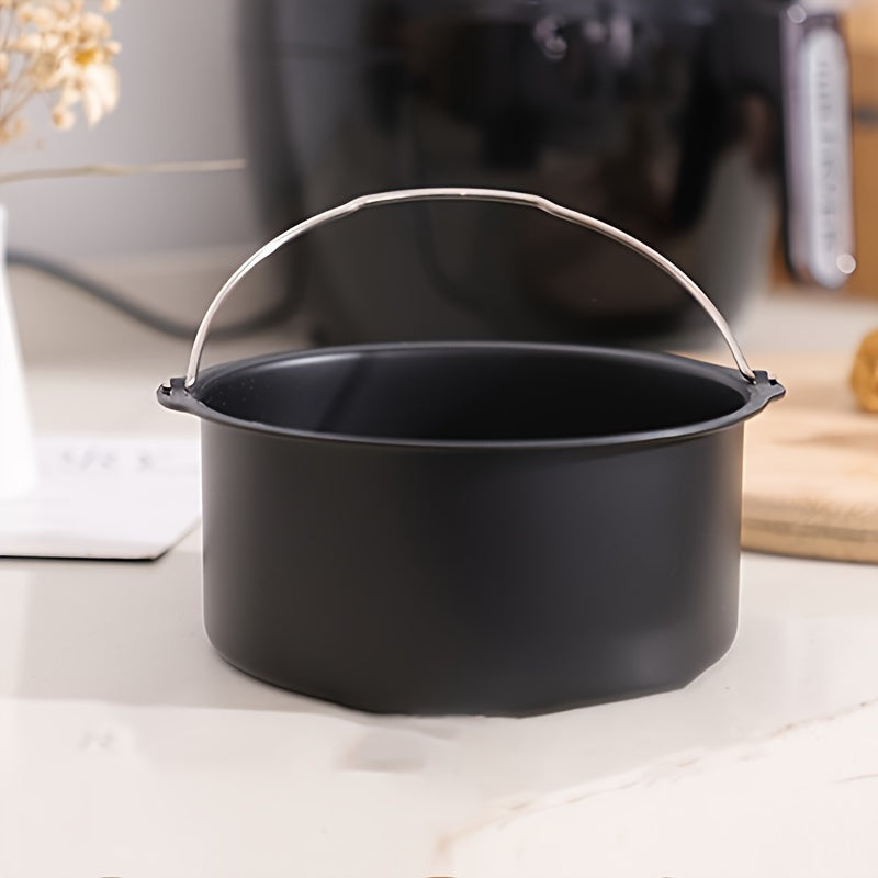 1 piece of heat resistant cake pan with handle, 17.3 cm air fryer basket, essential baking tools for the home kitchen.