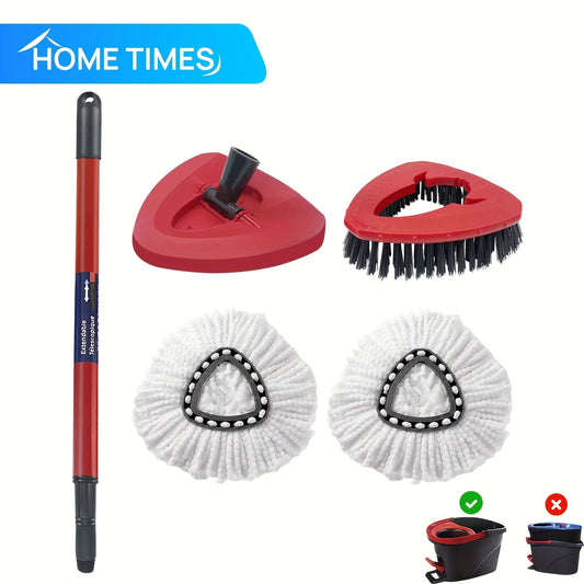 Upgrade Your Cleaning Arsenal with the Home Times 5pcs Spin Mop Refill Kit - Designed to Fit Easywring Microfiber Mops, Comes with Replacement Heads, Base & Handle - Ideal for Single Tank Systems, Must-Have Cleaning Essentials