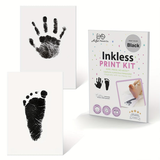 Capture the precious memories of your child's hand and footprints with the Ai Bei Parent Co Inkless Hand and Footprint Kit. Made from safe and non-toxic silicone, this kit is easy to use with no mess. Perfect for milestone memories and home decor.