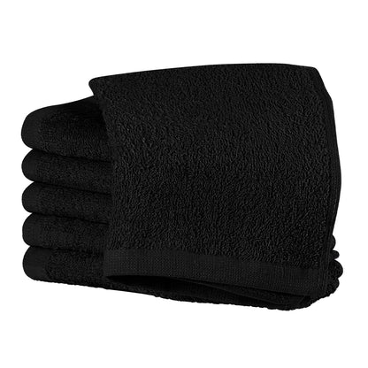 6/12pc Cotton Wash Cloth Set - 30.48cm X 30.48cm, Square, Super Absorbent & Soft Towel (Black)