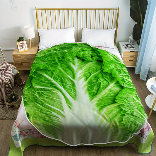 Soft and cozy vegetable print throw blanket - ideal for year-round use