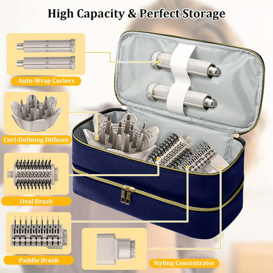 Hair tool organizer bag for women, travel case for curling iron and hair dryer, made of polyester with no fragrance.