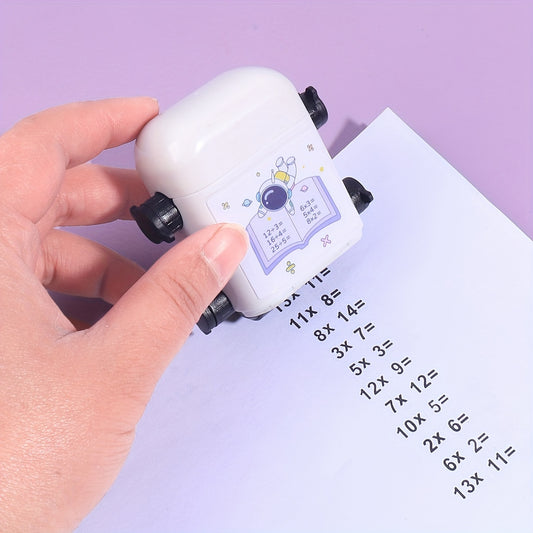 1pc Two-in-one Double Roller Multiplication Stamp for math practice, back-to-school supplies.