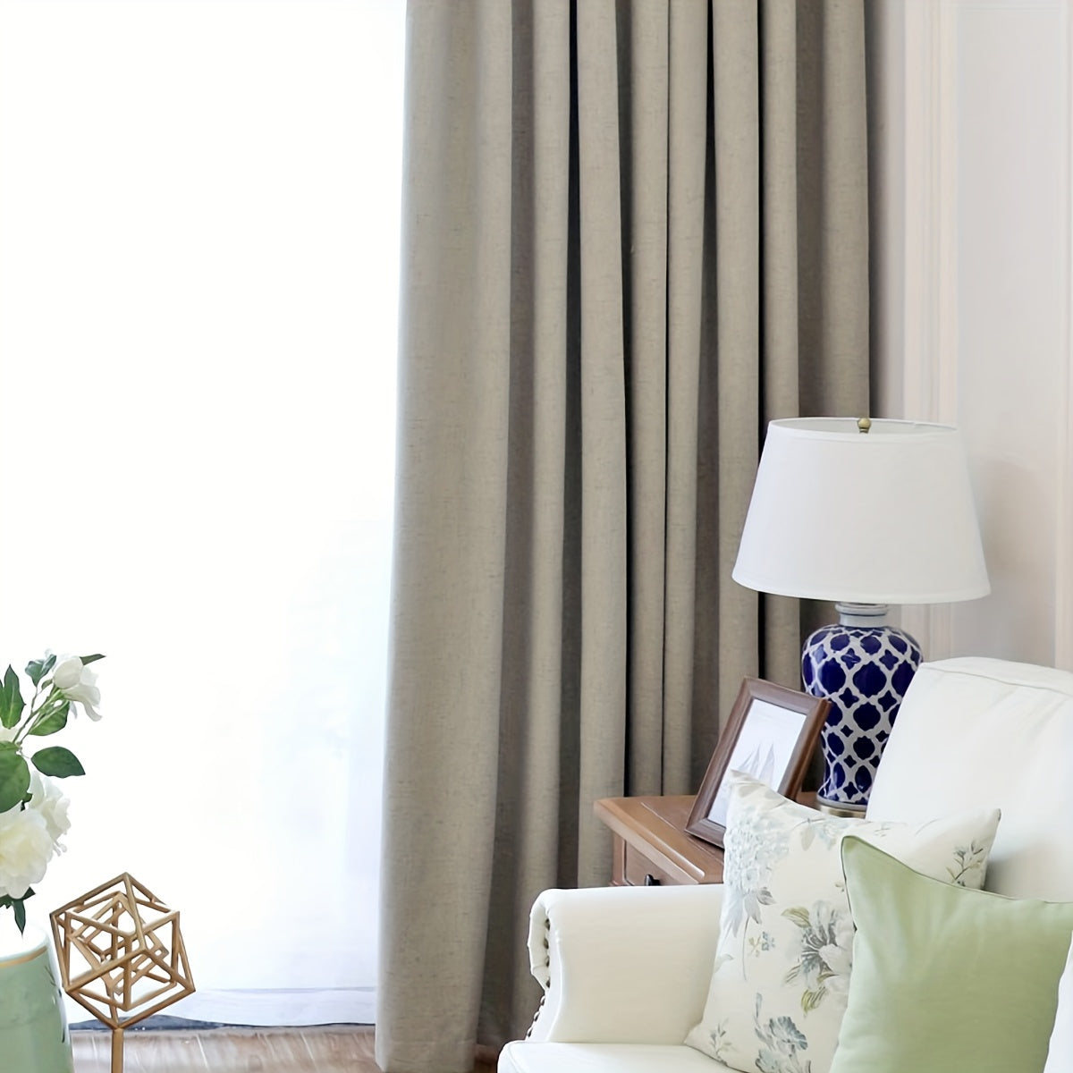 Vintage-Inspired Meteor Burlap Blackout Curtain - Stain Resistant, Rod Pocket Design, Pleated Polyester for Living Room & Bedroom, Light Blocking, Easy Care, Living Room Curtains