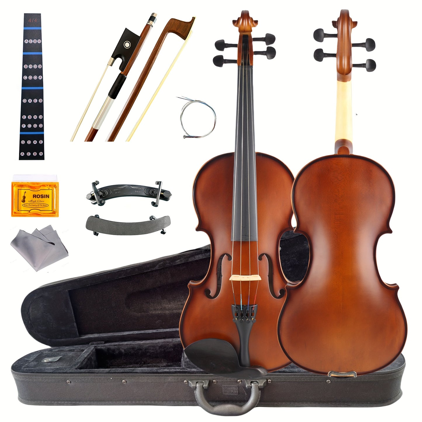 YMMuzik Violin with Solid Maple Construction, for Beginners and Professionals, UV Coated, Ebony Knobs, Carbon Fiber Tailpiece, Triangle Case.