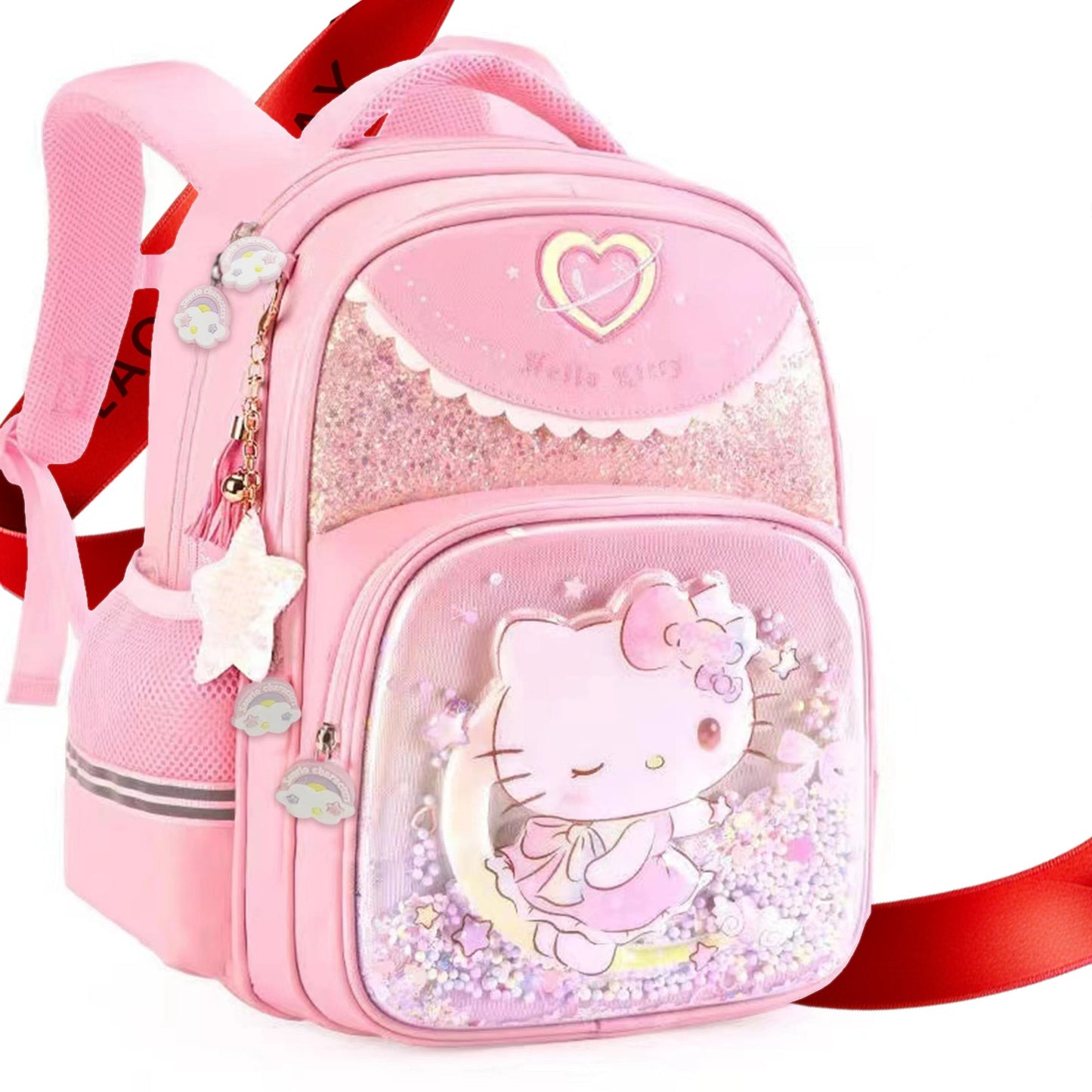 New Style HelloKitty School Bag for Primary School Girls, Lightweight and Perfect for Three Youngsters in Second and First Grade, Hello Kitty Youngsters Backpack