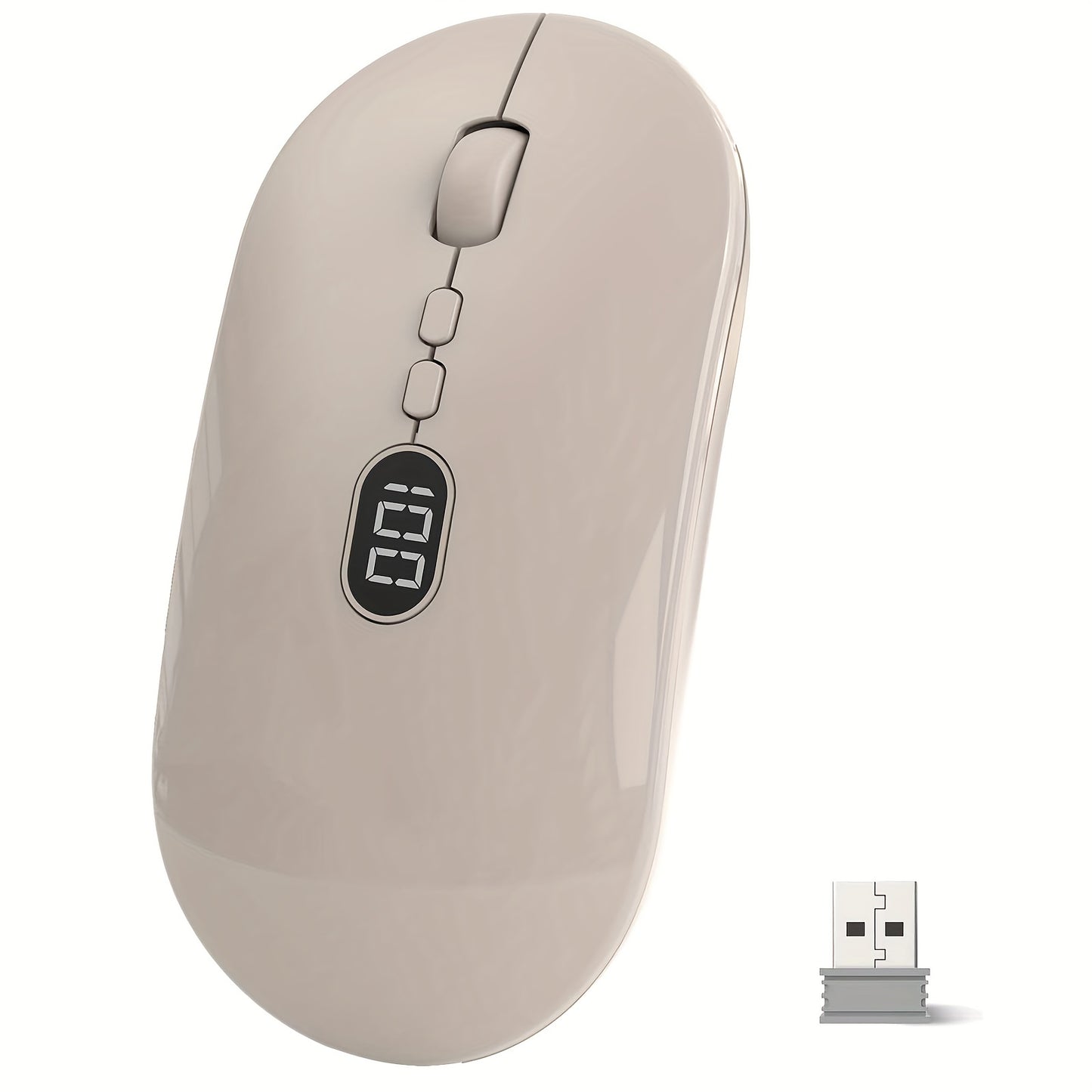 ZIYOULANG Wireless Lightweight Mouse with Battery Display Screen, Rechargeable Cordless Silent Click Computer Mouse Up to 1600 DPI - Slim Portable Design for Laptop and PC/Mac/Macbook