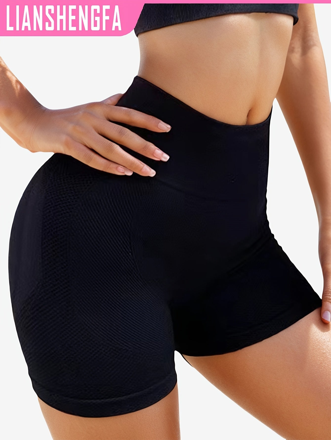 3 seamless high waist shaping shorts that lift the butt and fit closely, ideal for fitness and as women's underwear and shapewear.