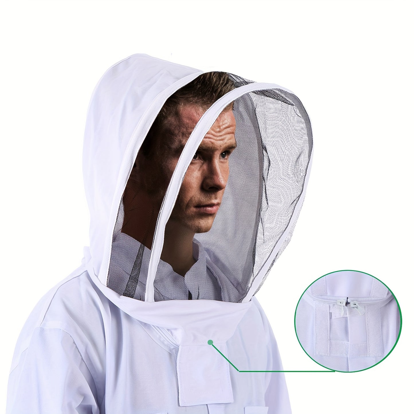 Durable full-body suit with veil hood for professional urban beekeeping.