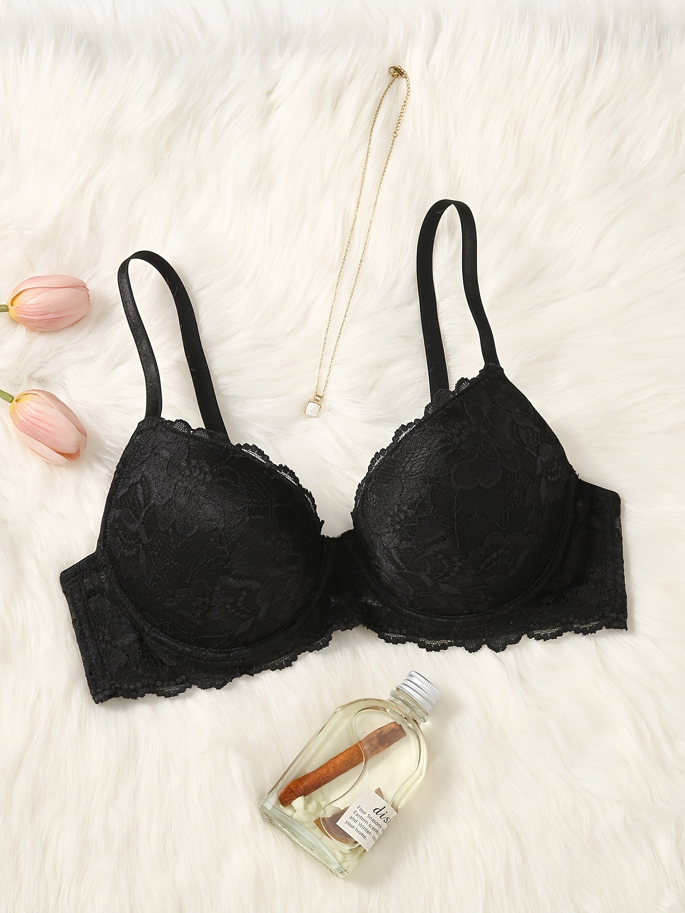 Push Up Bra with Lace Detail, Everyday Comfortable and Breathable Lingerie for Women