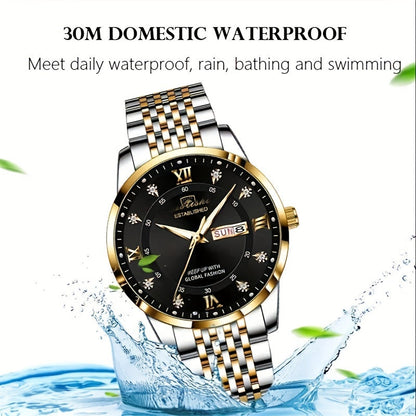 Men's Fashion Chronograph Wristwatch by POEDAGAR - Waterproof, Luminous, Quartz Movement for Business and Sports