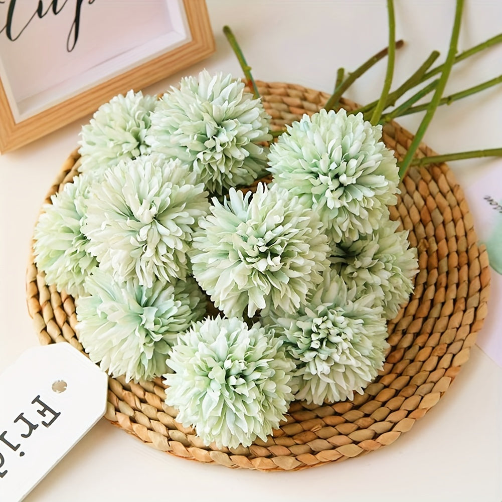 5 Glorious Chrysanthemum Ball Flower Bouquet - Ideal for Home, Office, Parties, and Weddings - Artificial Flowers for Special Occasions