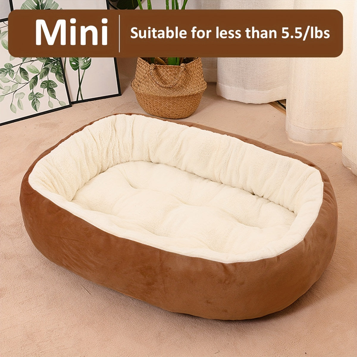 Cozy oval pet bed for small to medium dogs, plush polypropylene mat, non-assembled.