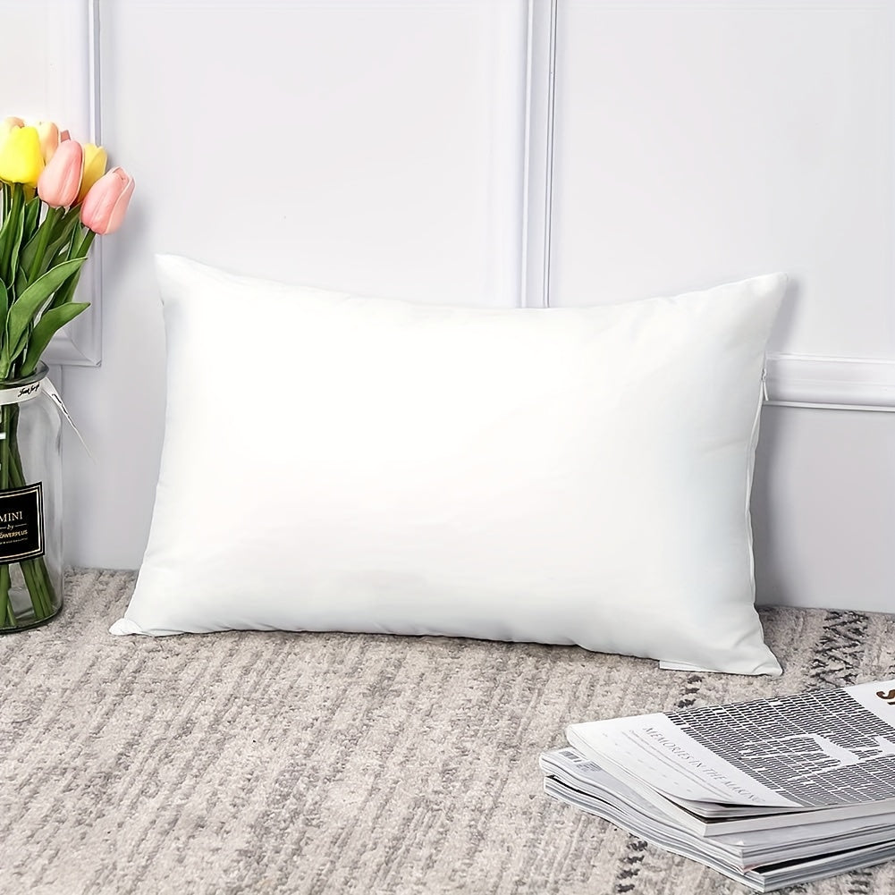 Waterproof and oil-resistant white waist pillow core, suitable for indoor/outdoor use in various settings, machine washable. Dimensions: 30.48x50.8 cm.