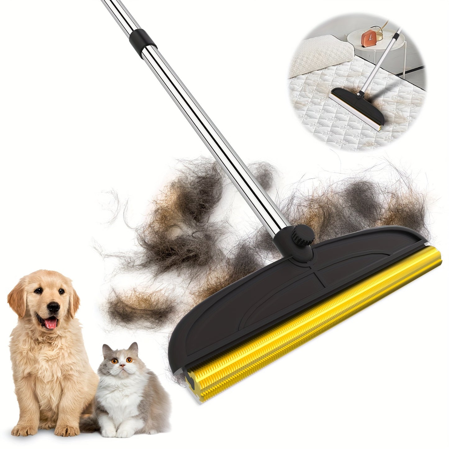 Pet Stretching Deshedding Brush for Dogs, Adjustable, Plastic and Metal, Battery-free