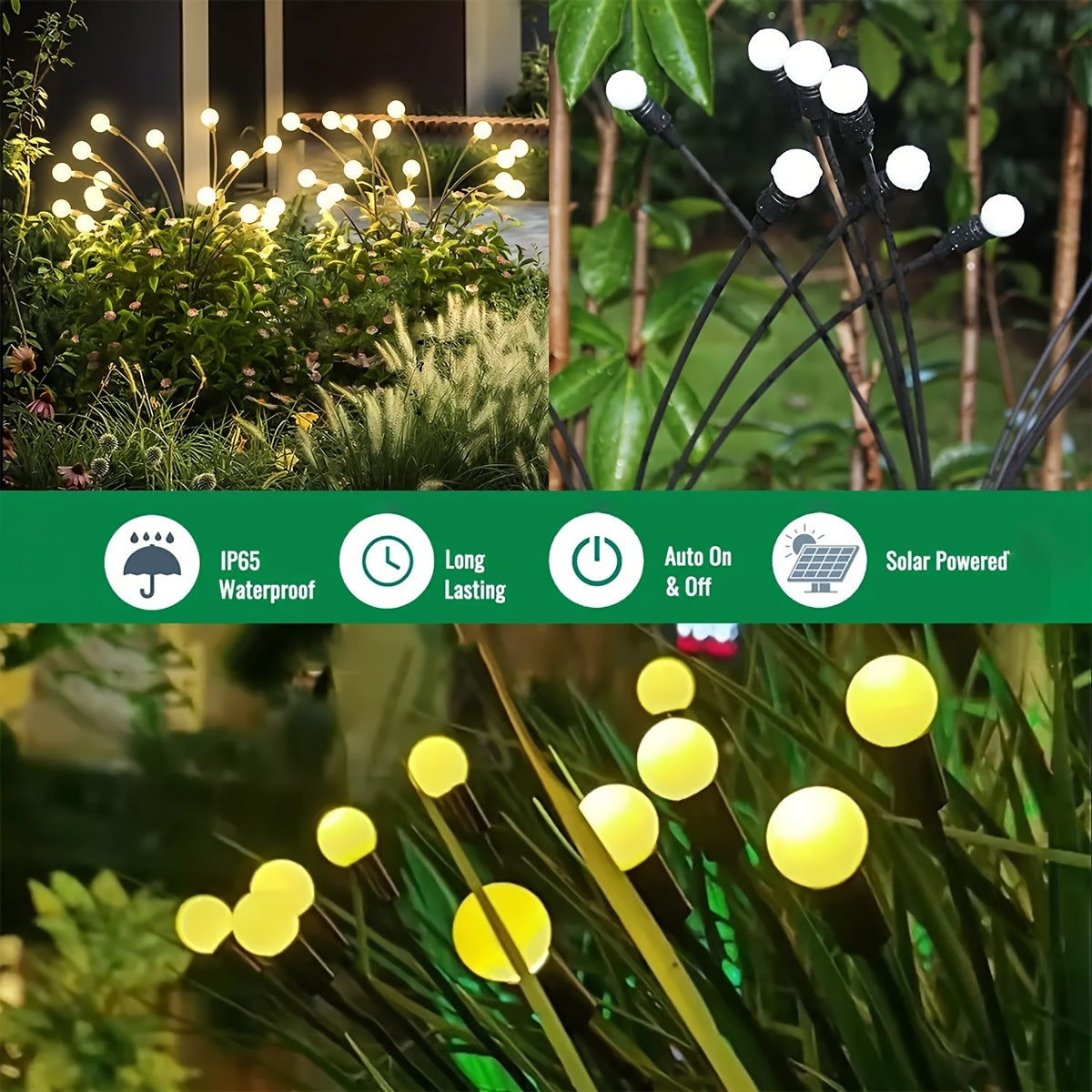 12LED solar firefly light for outdoor decoration in gardens, cafes, parks, and commercial spaces. Can be used as landscape or lawn lighting.