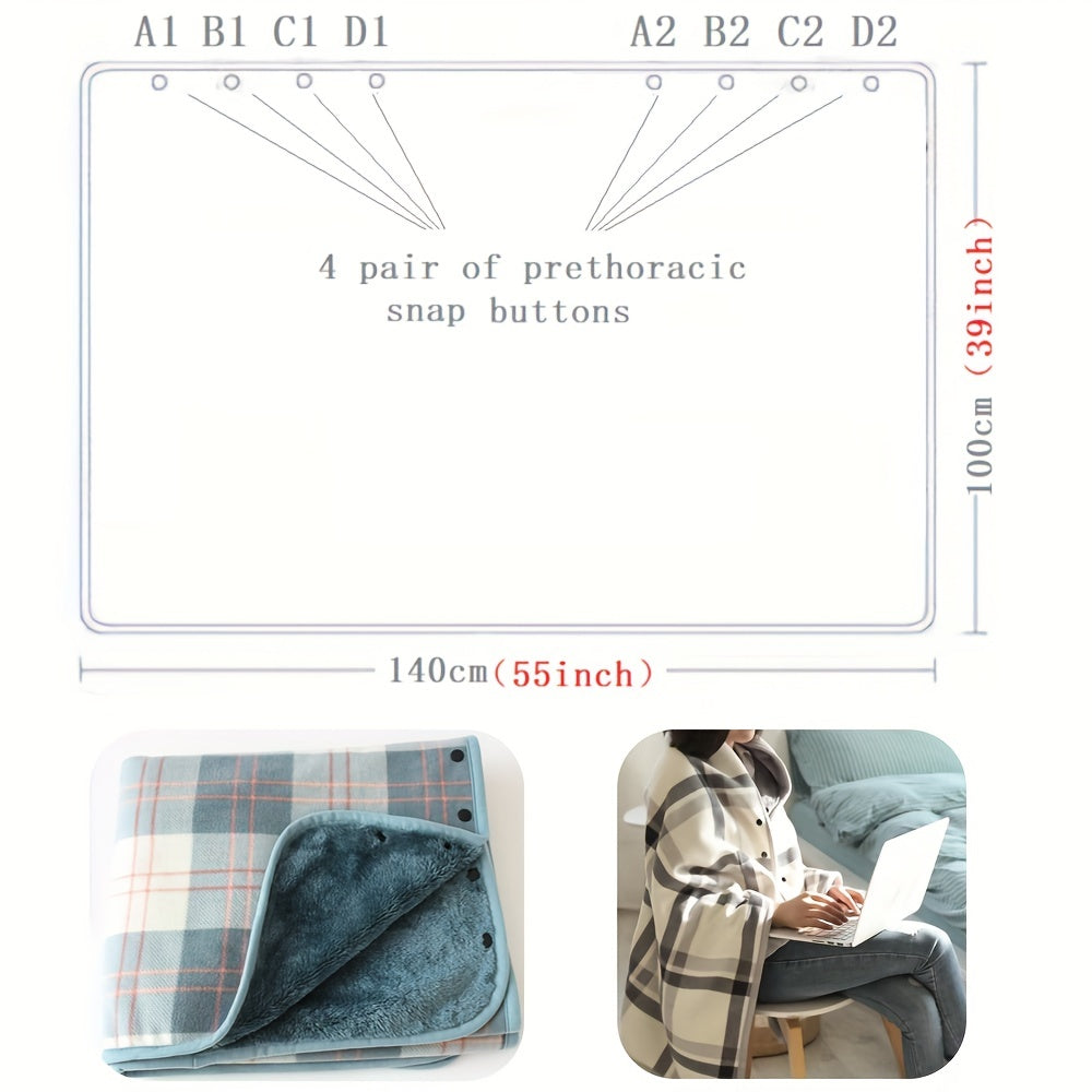 Thick Plaid Pattern Polar Fleece Throw Blanket - Multifunctional Shawl Blanket with Double Layer, Perfect for Autumn and Winter Office Wear