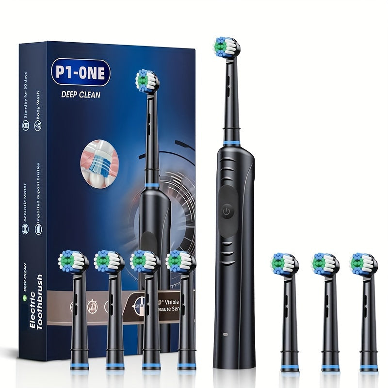 Rechargeable electric toothbrush, ideal for adults and couples, provides deep teeth cleaning.