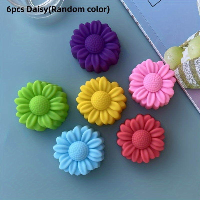 Set of 6 3D Flower Silicone Cake Molds for DIY Jelly Pudding Cake and Candle Making, Perfect for Kitchen Party Decorations