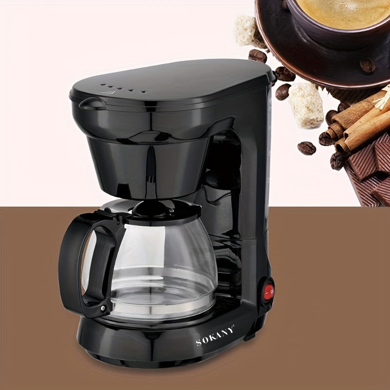 1pc SOKANY Automatic Drip Coffee Maker, European standard plug, programmable timer, anti-drip design, energy efficient; ideal for home and office.