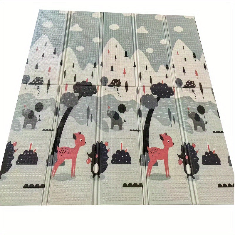 Large, waterproof, double-sided cartoon folding baby game mat perfect for crawling. This non-toxic mat is safe for children and measures 200CM*180CM. Ideal as a Christmas, Thanksgiving Day, New Year, or Valentine's Day gift.