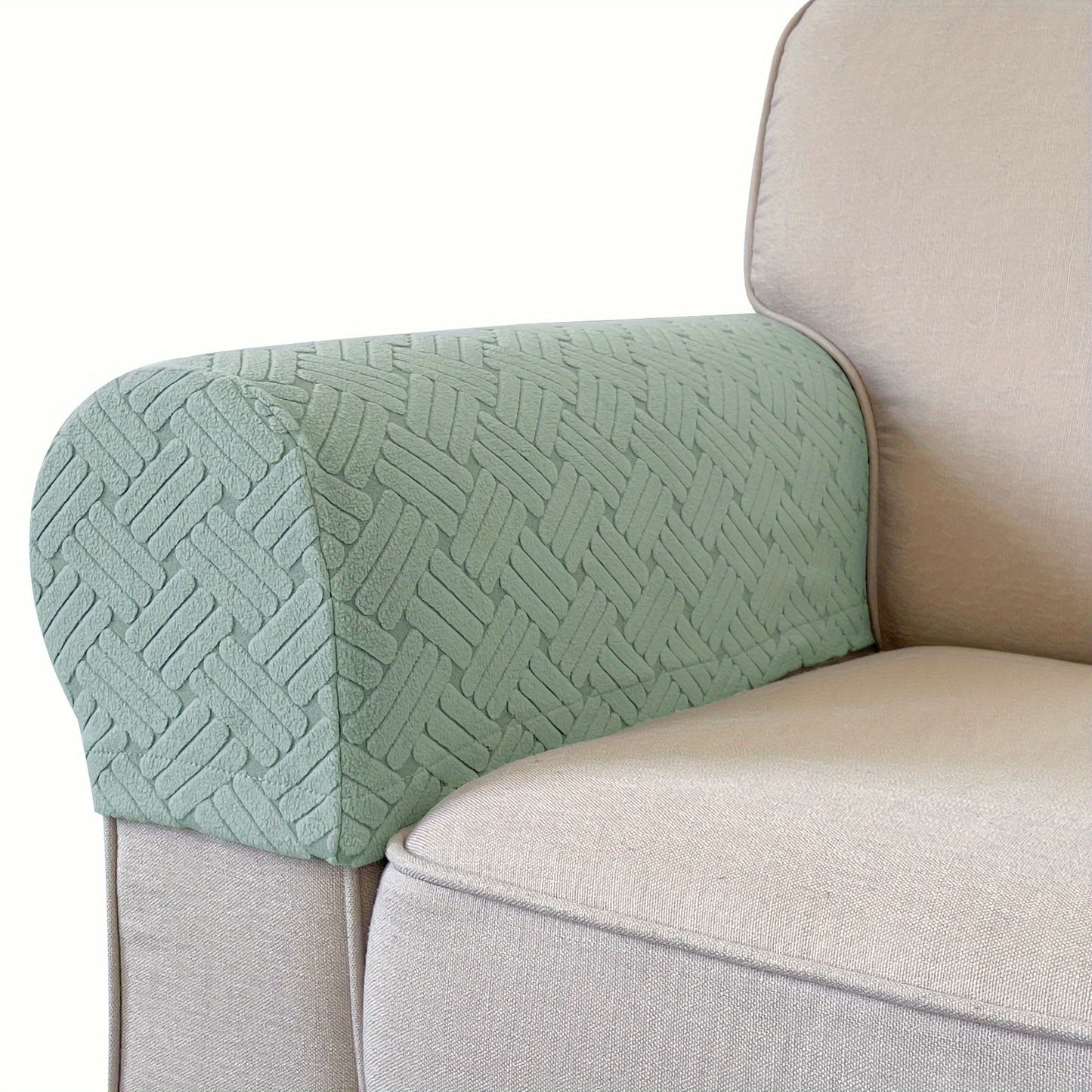 Set of 2 stretch armrest covers for chairs, couches, and sofas. Slipcovers made of spandex for recliner sofas.