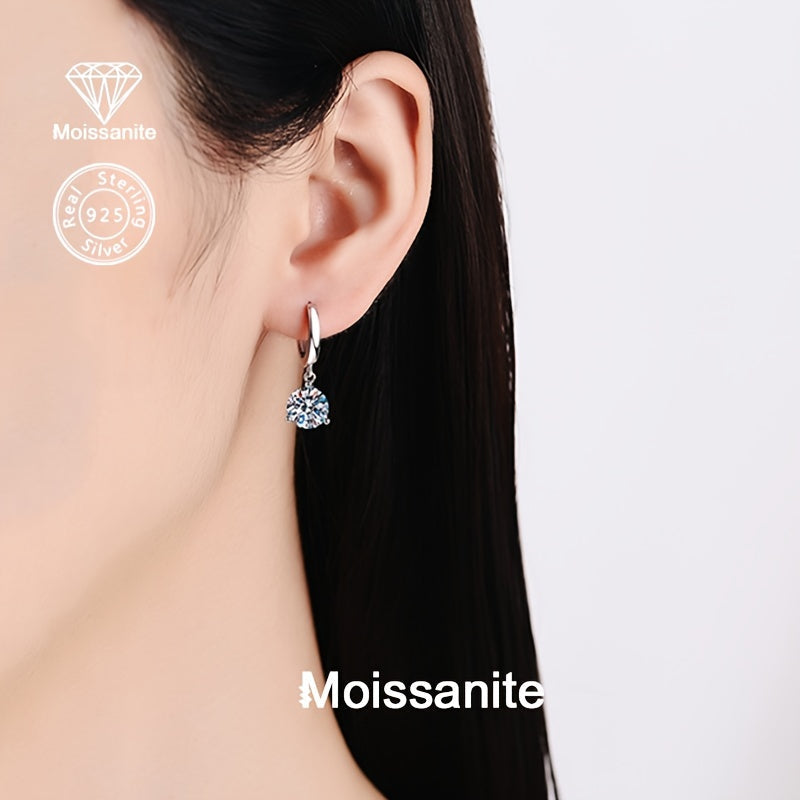 Luxurious and versatile, these 925 Silver earrings feature 1 Carat White Moissanite stones, making them the perfect gift for birthdays, Valentine's Day, Christmas, Halloween, Thanksgiving, New Year, or any special occasion. They are also great for daily