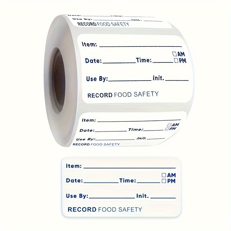 500 pieces of one roll of kitchen disposable waterproof stickers for refrigerator and freezer food storage date labeling. These stickers are ideal for recording food shelf life and are essential kitchen supplies.