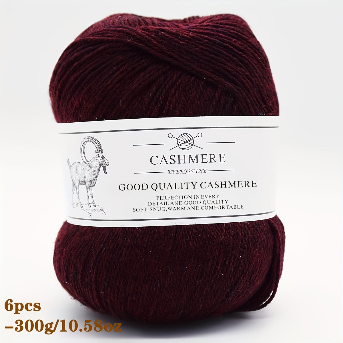 6-Pack Luxurious Cashmere Yarn for Knitting and Crocheting - Soft, Warm, Durable 80% Cashmere 20% Acrylic Blend - Perfect for Sweaters, Pants, Gloves, Hats, and DIY Crafts - 1.76oz Each