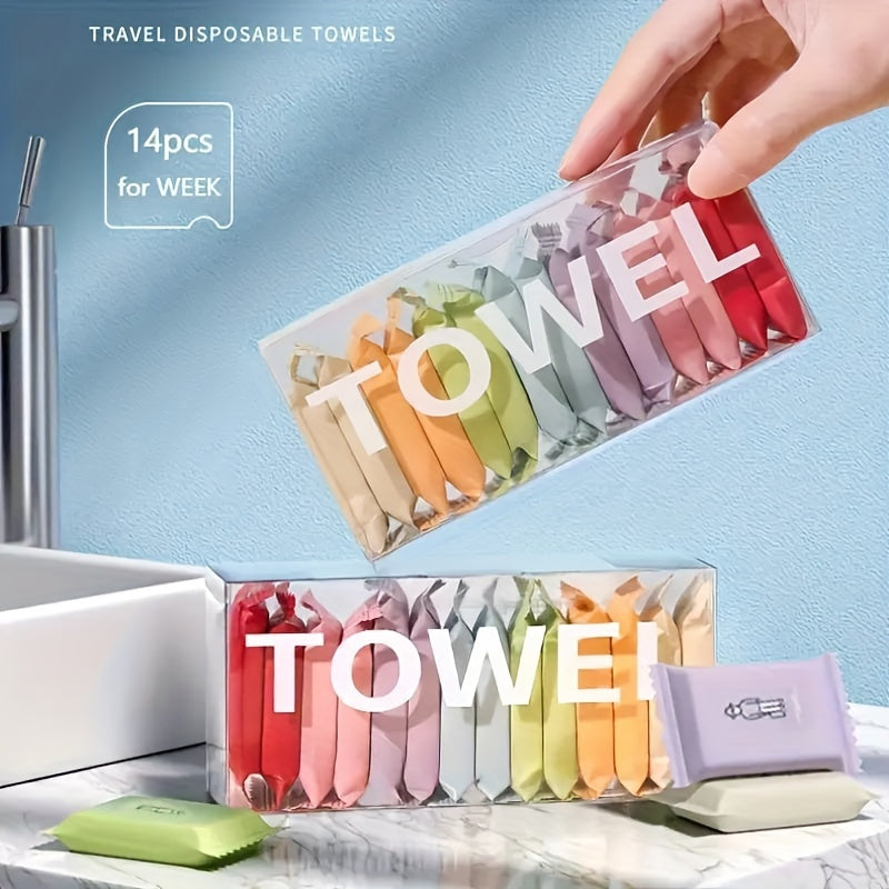 7/14pcs Portable Compressed Disposable Towels and Facial Tissues, Ideal for Travel and Home