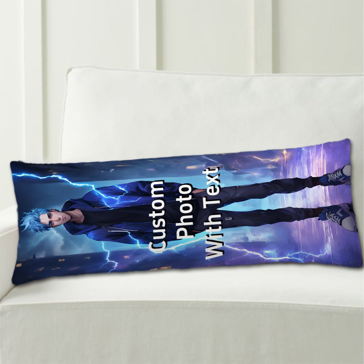 Personalize your long body pillow with a custom photo cover. This double-sided, soft plush cover is ideal for celebrating Halloween, Thanksgiving, Christmas, birthdays, and weddings. Measures 50.8x137.16 cm.