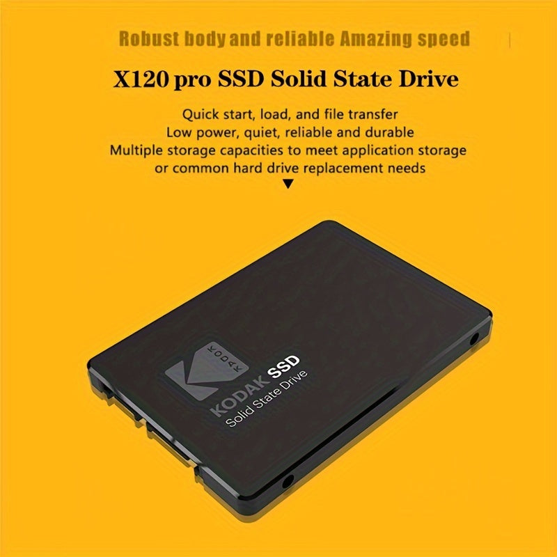 [Brand Storage] Kodak X120 Pro Series SSD: Lightning-fast 2.5-inch SSD with SATA3.0 interface, available in 512GB/256GB for durable internal storage in laptops and desktops.