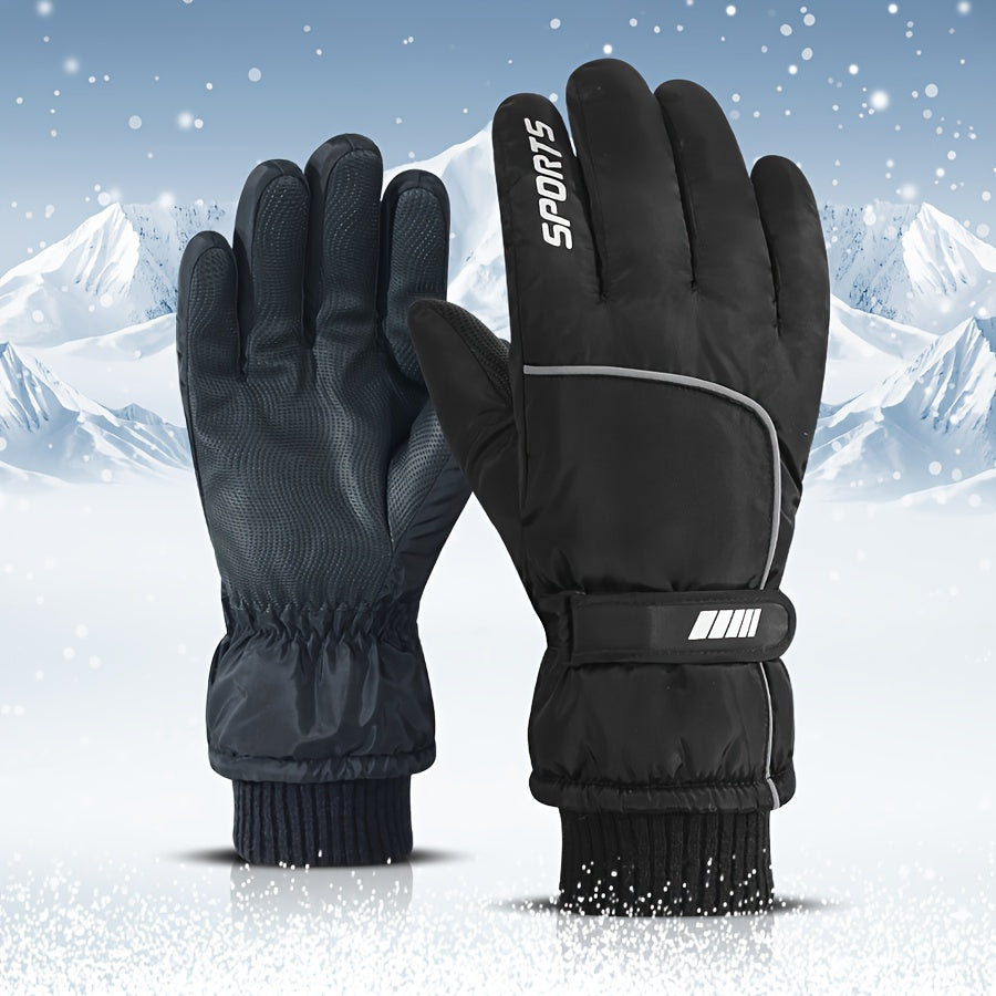 Bestselling Winter Ski Gloves with Touchscreen Compatibility, Windproof and Waterproof Design, Anti-Slip Grip, Fleece Lining for Ultimate Warmth during Winter Outdoor Activities like Cycling and Skiing - Made with Durable Polyester Material