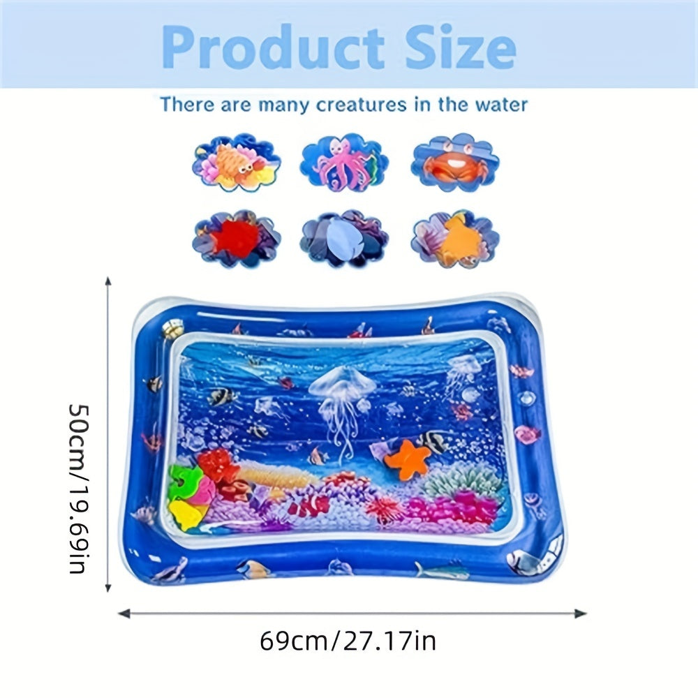 Experience the wonders of the deep sea with the COZYPANDA Ocean Adventure Play Mat! This PVC water pad features jellyfish and fish designs, providing a fun and interactive developmental toy for boys and girls. Give the gift of imaginative play with