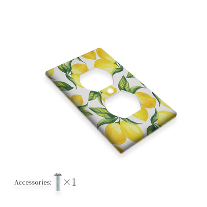 Stylish yellow lemon light switch cover for 1 or 2 gang switches, ideal for kitchen, bathroom, and living room decor.