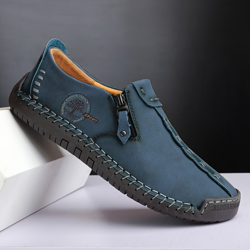 Men's side zipper loafers, comfortable non-slip slip-ons for spring and summer.