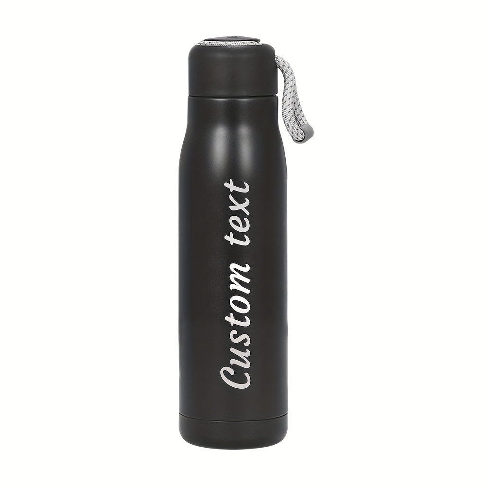 Custom engraved anime-themed stainless steel water bottle, insulated for travel, available in two sizes, perfect for water and gifting.