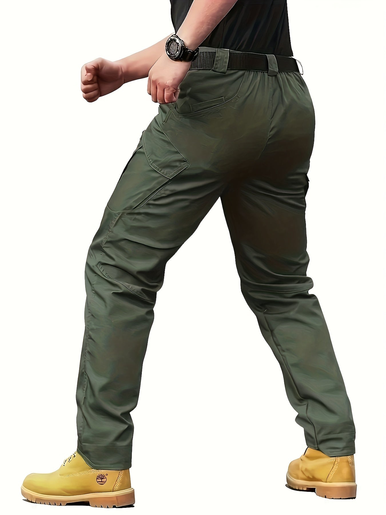 Men's waterproof cargo pants for outdoor activities.