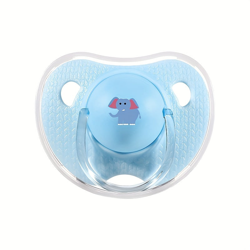 Silicone pacifier for newborn babies designed in a cartoon pattern of a thumb shape, suitable for soothing toddlers, with a PP storage box included.