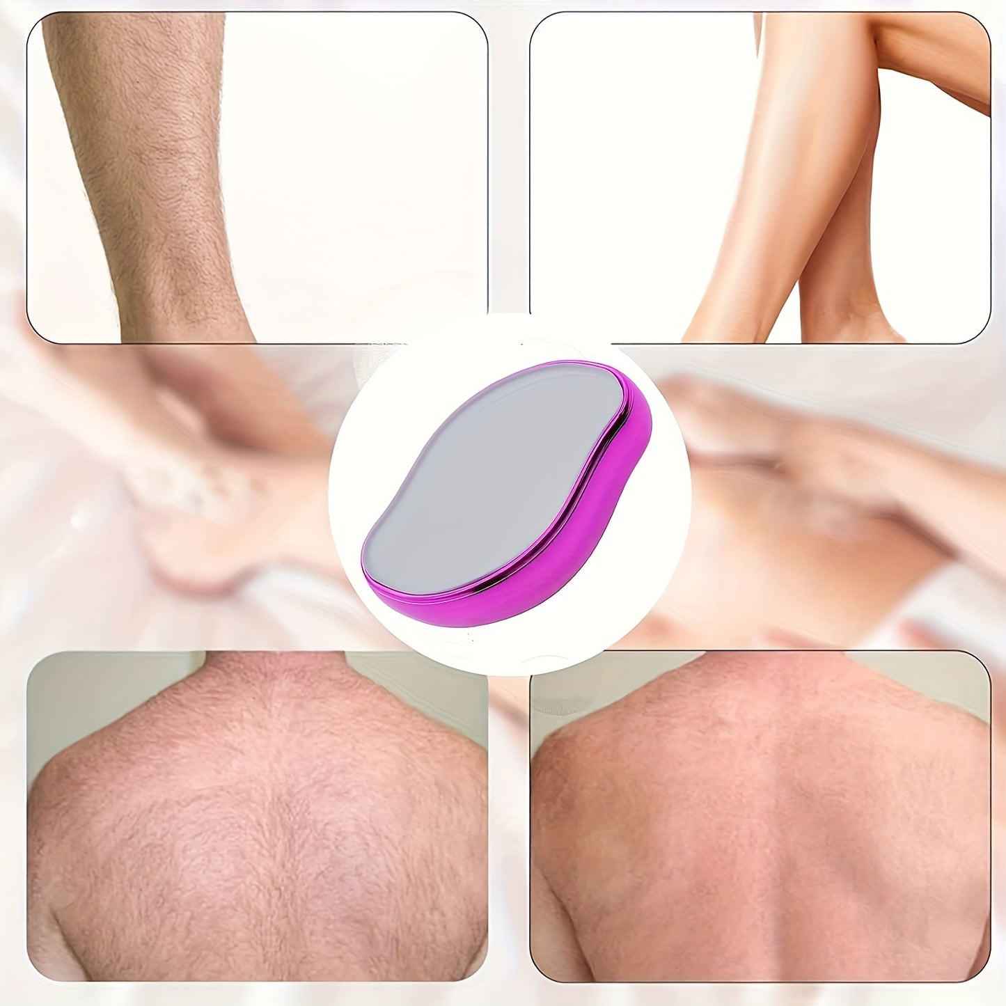 Painless crystal hair remover for all with waterproof and fragrance-free exfoliating tool for smooth skin on arms, legs, and back. Also functions as an easy application body lotion.