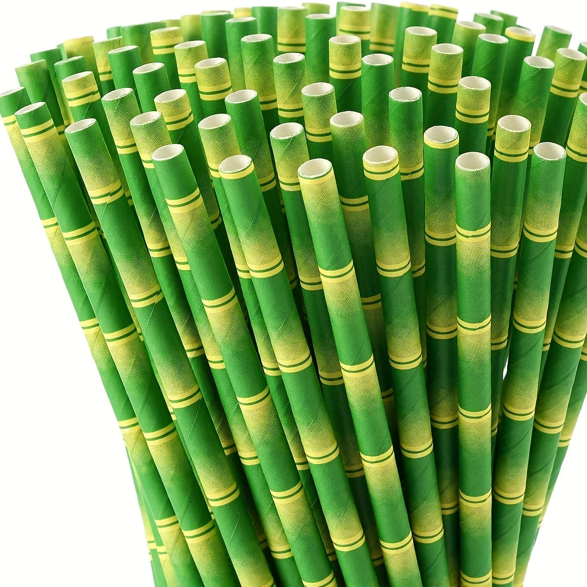 High-quality Bamboo Printed Paper Straws - Pack of 50 - Durable and Stylish for Cocktails, Juices, Shakes, and Smoothies - Ideal for Wedding, Birthday, and Party Decorations - Smoothie Straws - Durable Paper Straws for High-Quality Parties