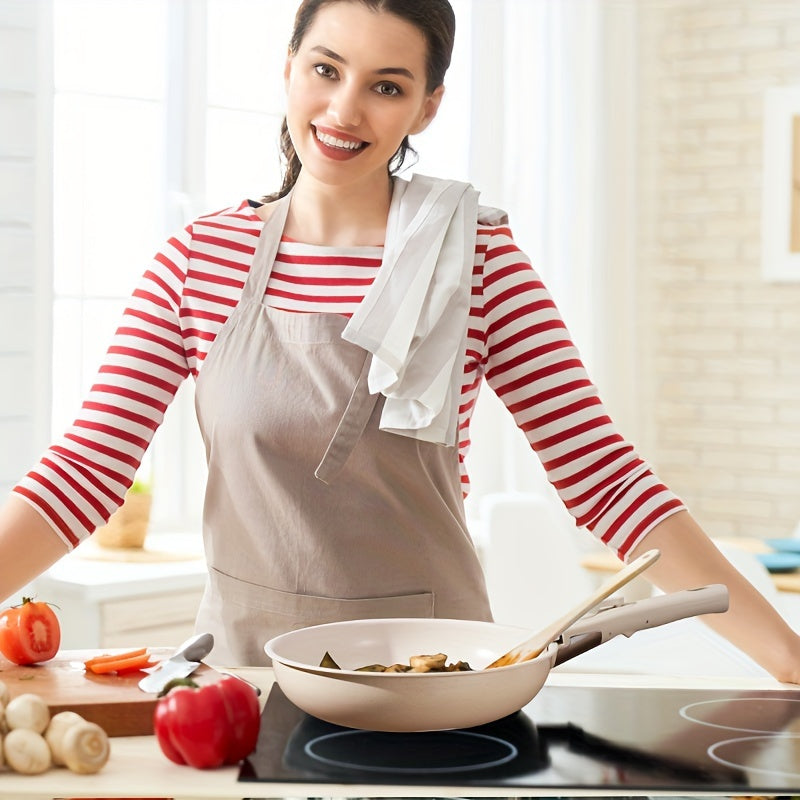 Cook delicious meals with ease using this versatile 15-piece cookware set. Made of durable aluminum with a non-stick finish, each piece features detachable handles for easy storage. This set is suitable for both induction and open flame cooking, and is