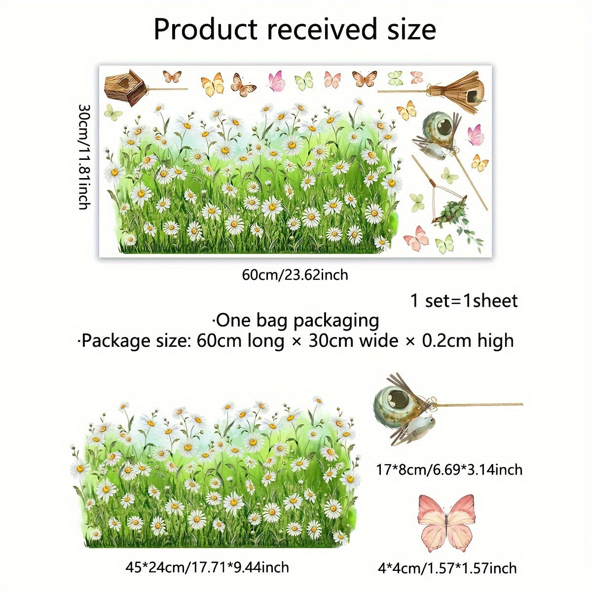 Decorate your living room, bedroom, or home with our charming Daisy & Butterfly Window Clings. These reusable electrostatic decals are perfect for adding a touch of whimsy to your decor. Pair them with our birdcage and glass accessories for a complete