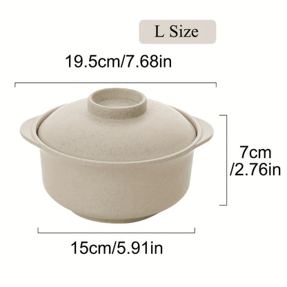 1 set of instant noodle and rice bowls with covers, non-slip food containers, and unbreakable kitchen supplies for college dorms and apartments.