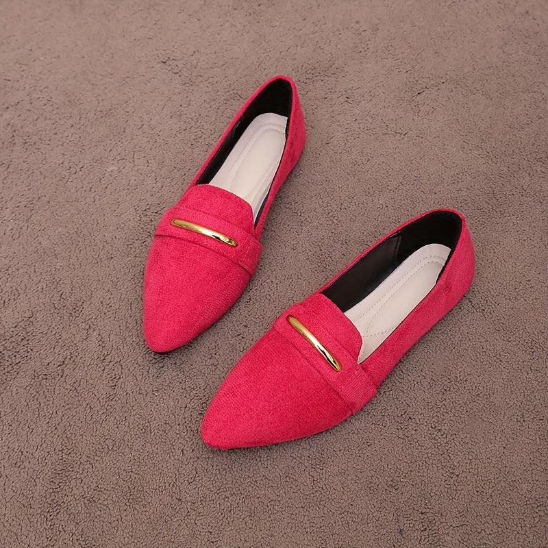 Lightweight Solid Color Flats, Elegant Slip-On Loafers for Women